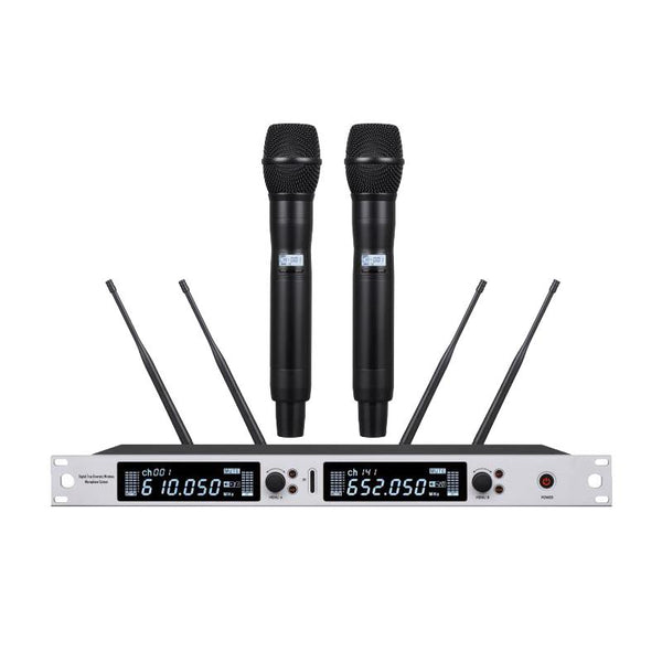 Professional EM6000 True Diversity Dual Channel PLL UHF Wireless Microphone Beta87 Good For Live Performance Singing 400m Long