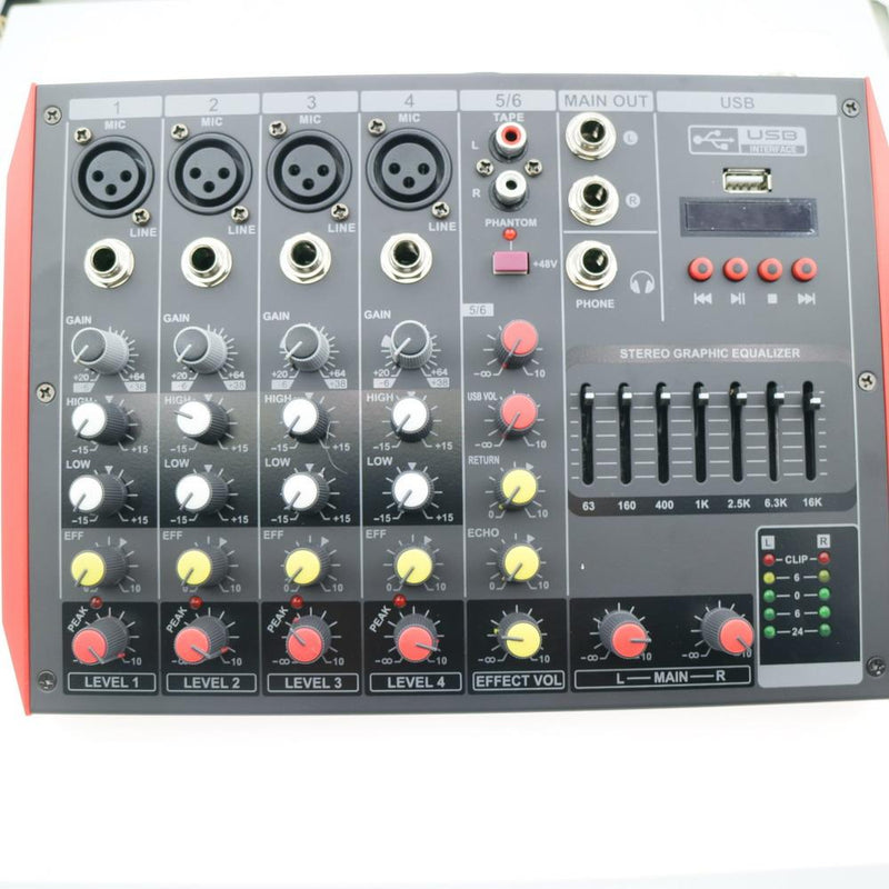 Bluetooth Audio Mixer 6-Input 2-Bus a Stereo 6 Channel Microphones Mixing Console MiCWL MG6