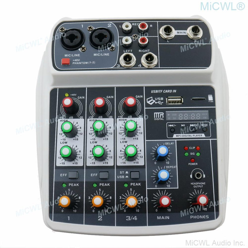 MiCWL 10m Phantom Power Lavalier Microphones with Mixer 4 Channel Sound Mixing Console 2 XLR 3Pin 2 6.35mm Input