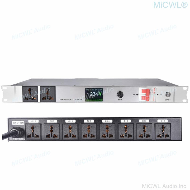 MiCWL 10 Output Rack Mount LCD Power Sequence Controller 30A 6000W Conditioner Surge Protector Power Supply Regulator Air Switch