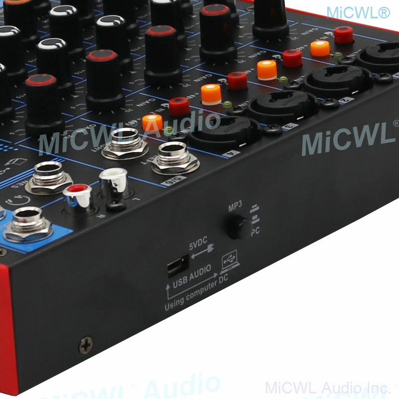 Pro Portable Computer Live USB Mixer Audio Card 6 Channel Bluetooth Mixing Console USB 48V Switch Each Channel AG6 - MiCWL Audio Inc