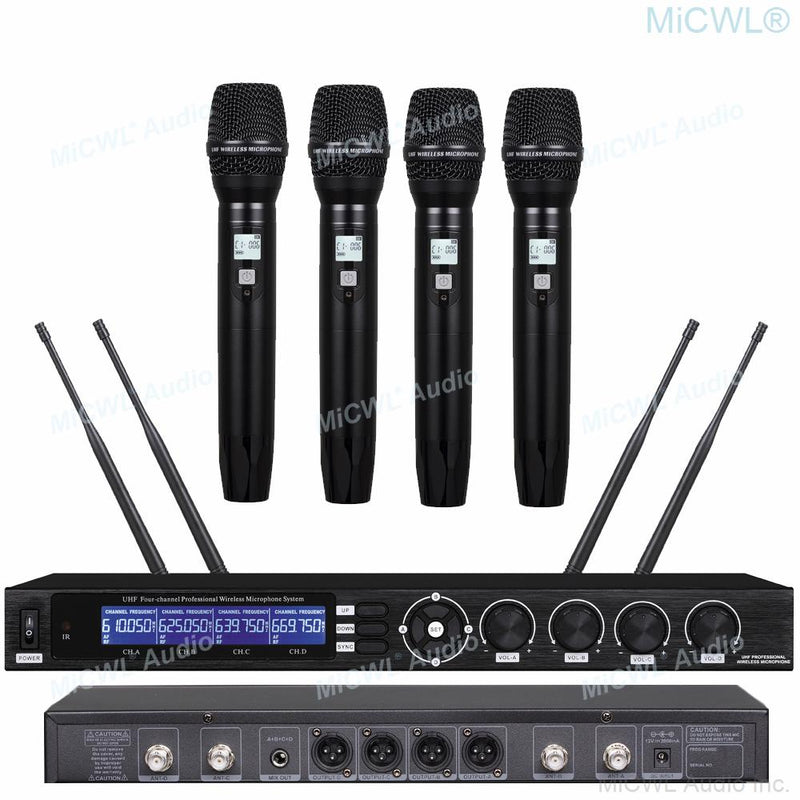 UHF 4 Handheld SKM9000 Karaoke Microphone Wireless Systems 4 Headset Lavalier Home Stage Performance System