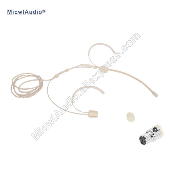 Pro Dual Earhook Headset Microphone Omidirectional Condenser Headworn 4 Pin Connector For Shure Beige Separable