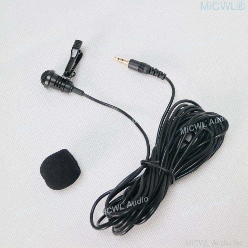 Clip-On Clip Lapel Cardioid Microphone with 3.5mm Stereo Jack Plug 6m Cable for Laptop PC Camera etc