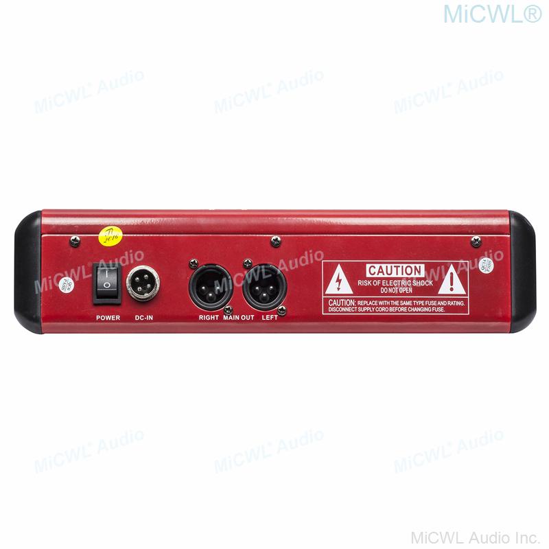 Pro Red 4 Channel Bluetooth Audio Mixer 4-Input 2-Bus XLR 3Pin DJ Live Sound Mixing Console with USB MP3 EQ 48V Phantom Power - MiCWL Audio Inc