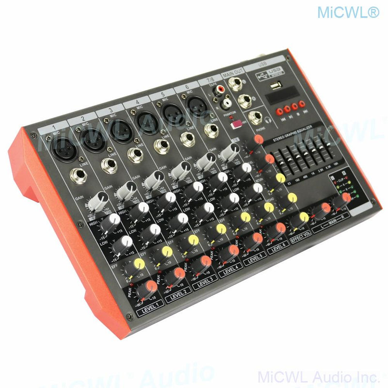 Bluetooth Mixer 8 Microphone Channel 8-Input 2-Bus A Stereo Sound Mixing Console With USB 48V Phantom Power XLR 3Pin 6.5mm Line