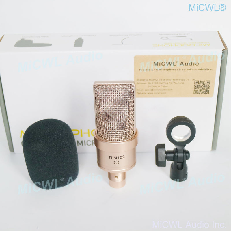 New TLM 102 Audio Vocal Condenser Microphone Cardioid Diaphragm Live Mic 48V Phantom Power