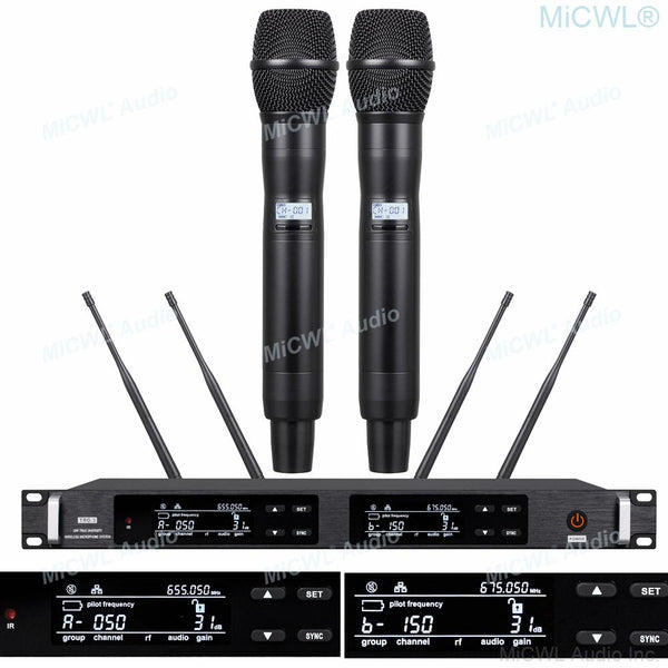 Professional UR24D Audio Wireless Microphone 2 UR2 Handheld Digital True Diversity Stage vocal concert Mics Sets 4 Aerial - MiCWL Audio Inc