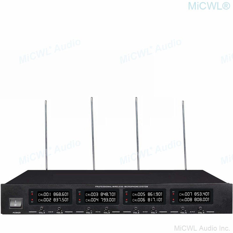 MiCWL Audio 8 Channel Wireless Table Gooseneck Conference Microphone System 8 Desktop Digital Meeting Room Systems