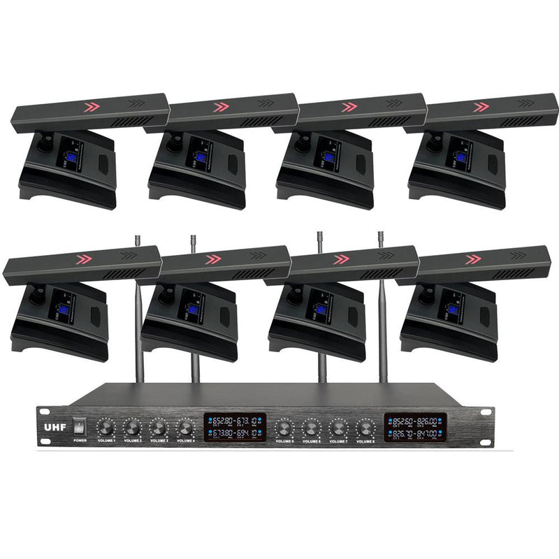 MiCWL S800 High Qulity 8 Channel UHF Wireless 8 Desktop Gooseneck Microphones Conference System Good Square Tube Mic Microfone