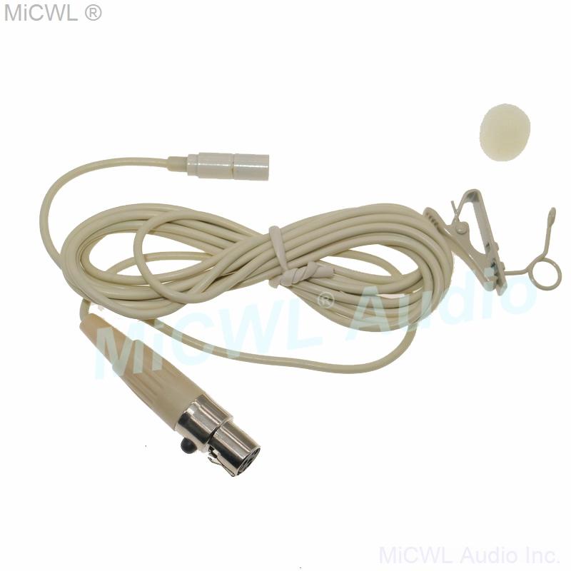 Mini TA3F Beige Clip-On Technical Lavalier Mic For AKG Samson Microphones BodyPack Transmitter