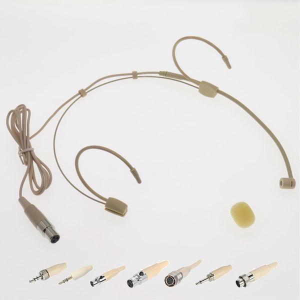 Skin Double Ear Hook Headband Microphone For Sennheiser Shure MiPro AKG Audio-Technica 4Pin 3Pin TA4F 3.5mm