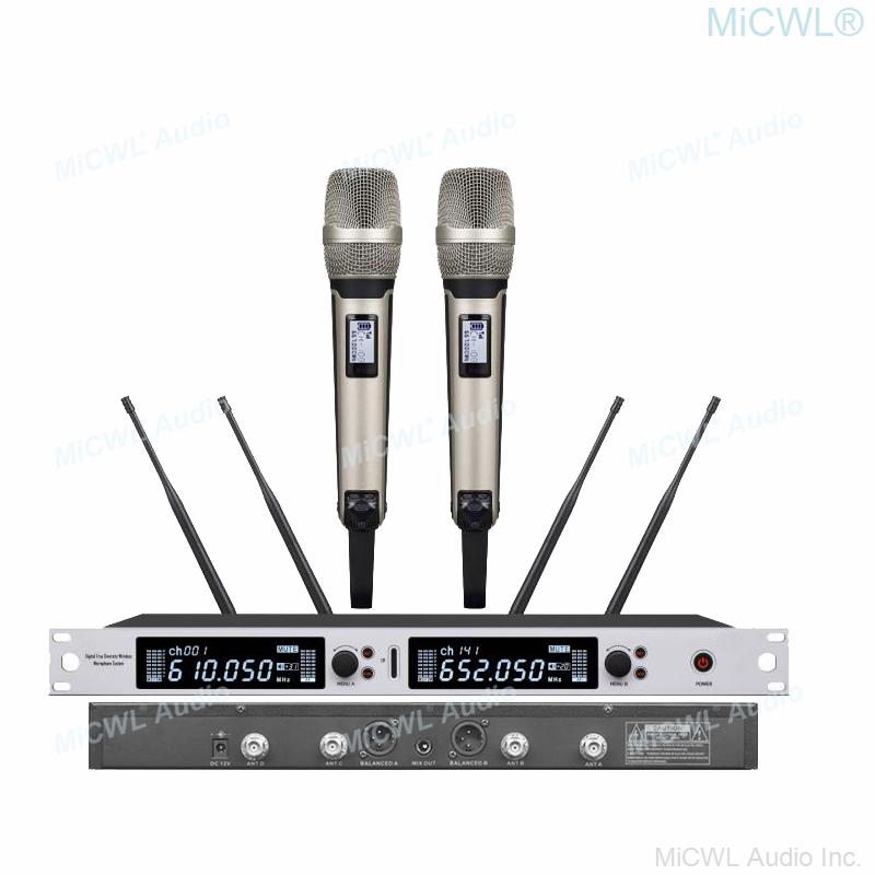 MiCWL Audio Professional EM6000 True Diversity 400M Range UHF Dual Channel Wireless Microphone system For Stage Karaoke KTV