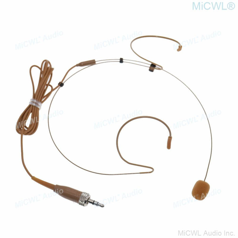 MiCWL Brown Headworn Headset Microphone Mic for Shure Sennheiser Wireless Mike System Ideal for Singing Churches Lectures