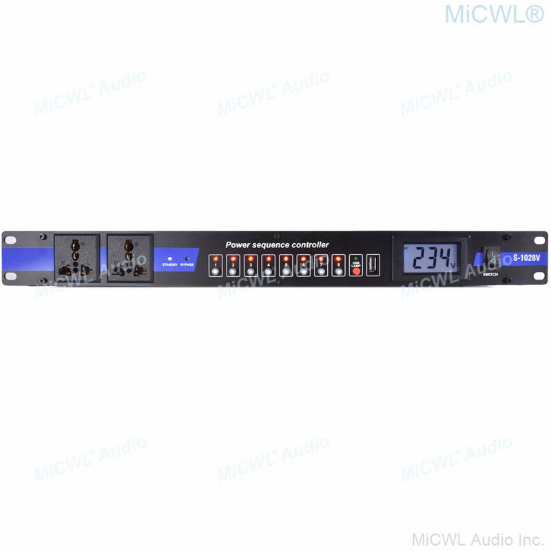 MiCWL 10 Channel LCD Power Sequence Controller 30A 250V Rack Mount Conditioner Surge Protector Power Supply Regulator 8+2 Way