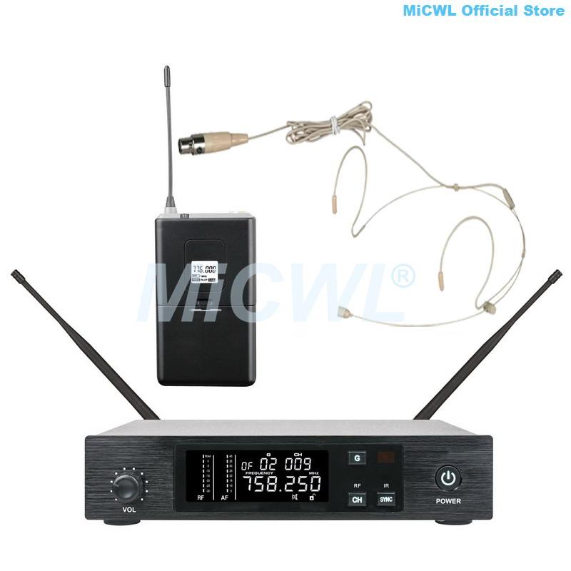 GLX UHF Digital Wireless Microphone Karaoke Stage Home Church School Beige Headset Microphones System MiCWL D100