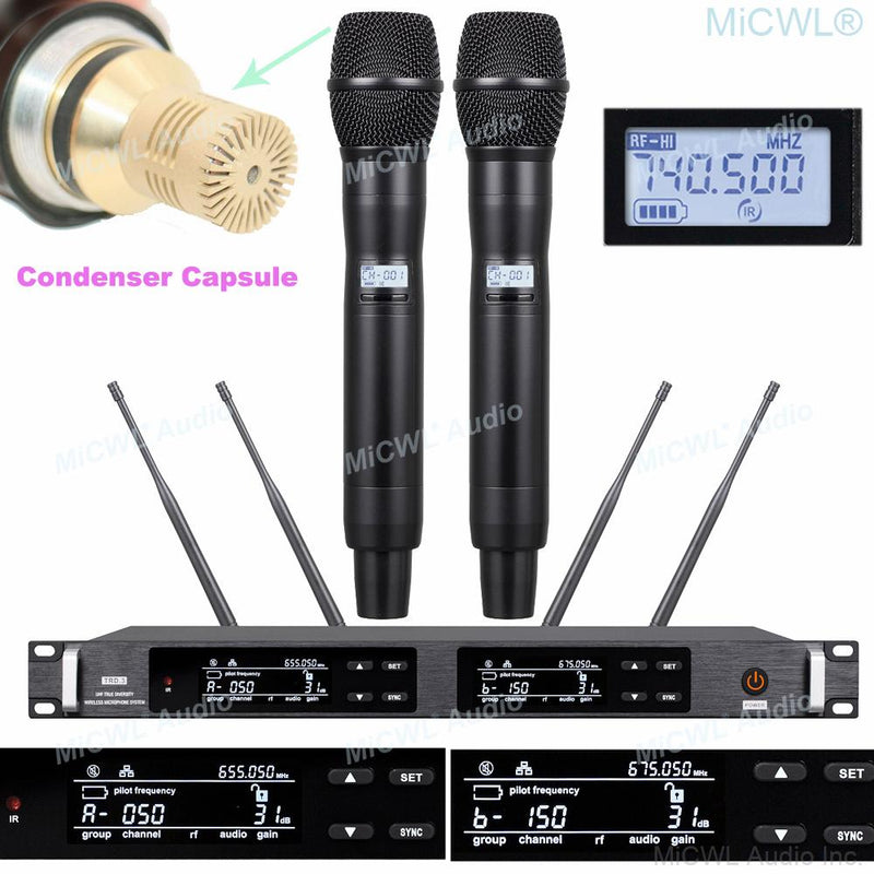 High-Tech UHF 300 Channel KSK8 SM9 Condenser Capsule Handheld Stage DJ Karaoke Vocal Concert Mics ULXD4D True Diversity System