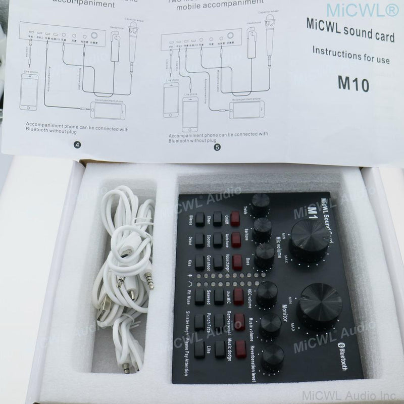 MiCWL M10 Audio Live Sound Card Condenser Microphone for Laptop Computer Network Karaoke Chat