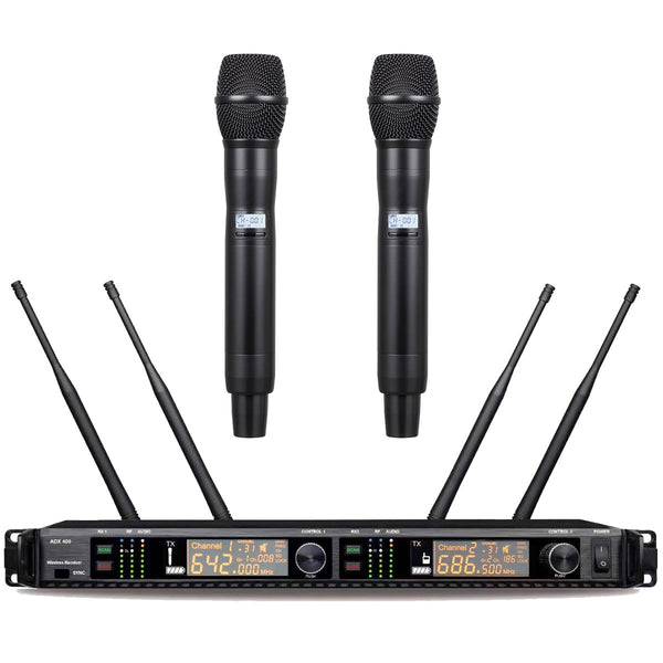 MiCWL AD4D Dual Handheld Wireless DJ Karaoke Stage Sing Microphone 4 Antenna True Diversity ADX400 Digital System 500m Range