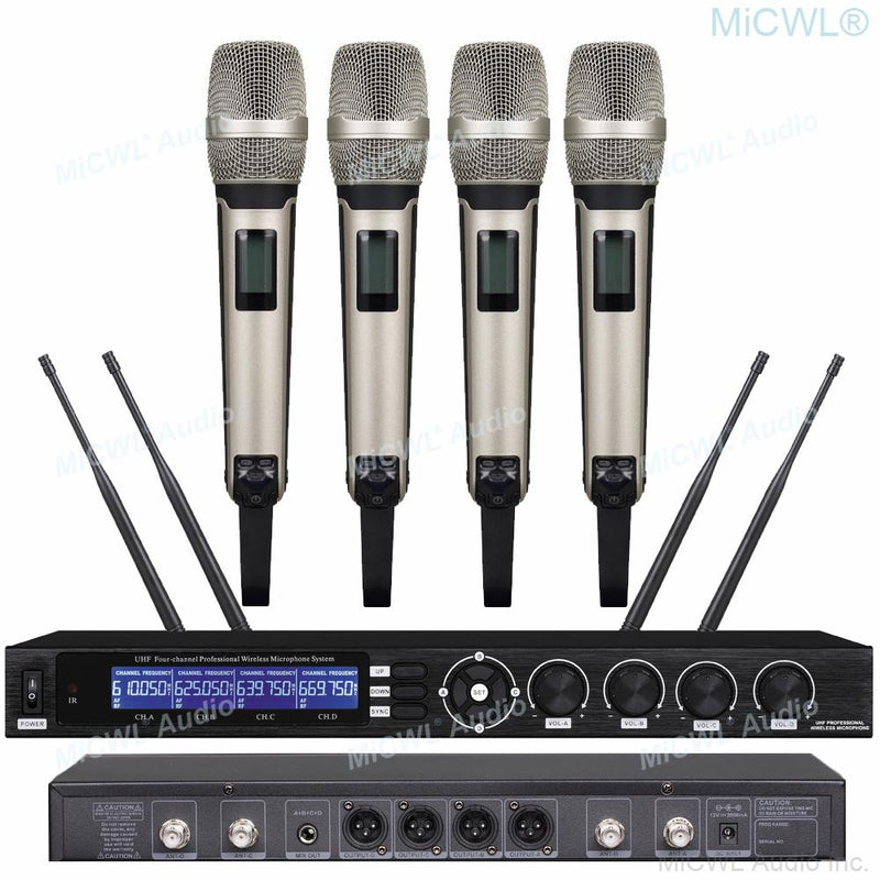 UHF 4 Handheld SKM9000 Karaoke Microphone Wireless Systems 4 Headset Lavalier Home Stage Performance System