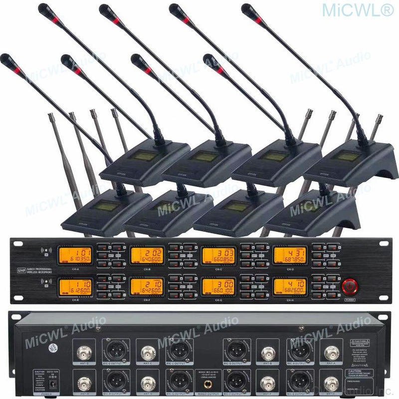 Wireless Microphone 8 Desktop Gooseneck Table for Meeting Room System Church Speaking Press Conference MiCWL G1800 - MiCWL Audio Inc