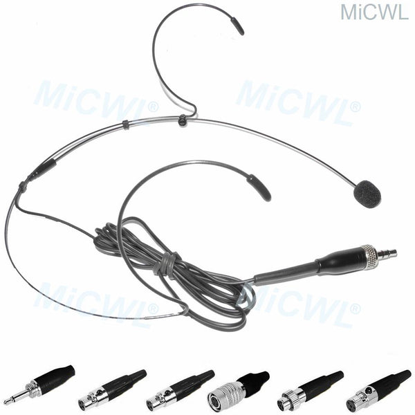 Black Omnidirectional Headset Microphone for Audio-Technica ATW Sennheiser G3 G4 Shure ULX UR AKG MiPro ACT 3.5mm Jack Condenser