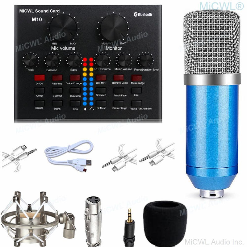 MiCWL M10 Audio Live Sound Card Condenser Microphone for Laptop Computer Network Karaoke Chat