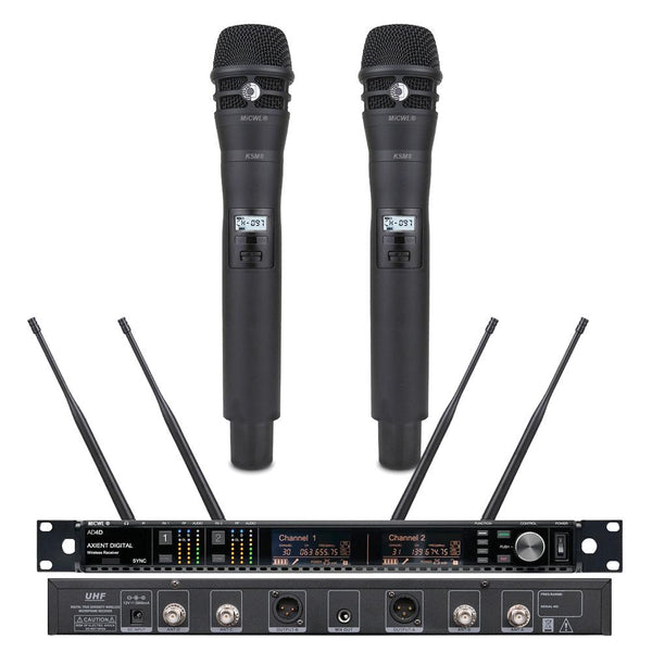 Professional KSM8 Black Cardioid Handheld AD4D Wireless Microphone Digital System UHF Dual Channel True Diversity Stage Studio