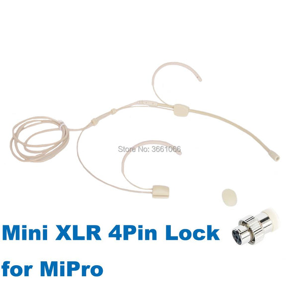 Omidirectional Microphone For Mipro Pro Headset Head-mounted Headworn Condenser Connector Mini XLR 4PIN Lock  MP-003