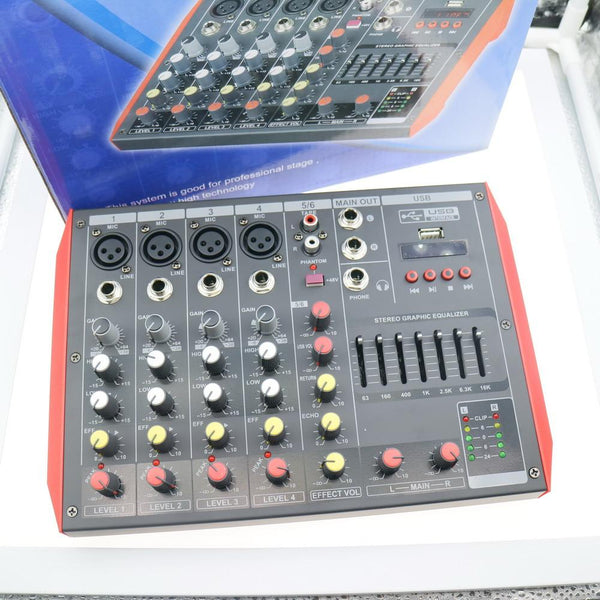 Bluetooth Audio Mixer 6-Input 2-Bus a Stereo 6 Channel Microphones Mixing Console MiCWL MG6