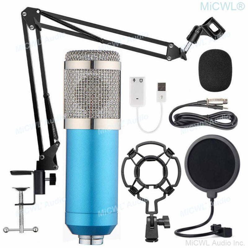 Professional Studio Recording Live Karaoke PC Sing Microphone Condenser Blue Mics Microfone with Shock Mount Desk Support