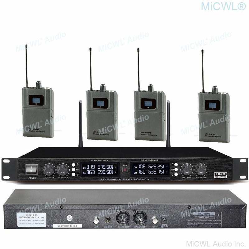 Pro 400 Channel UHF Digital Conference Microphone System 4 Desktop 4 Handheld 4 Headset Mics Sets MiCWL D3840