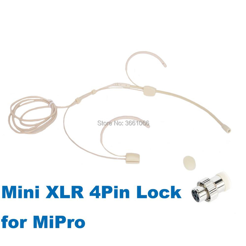 Pro Headset Head-mounted Headworn Omidirectional Microphone Connector Mini XLR 4PIN Lock For Mipro