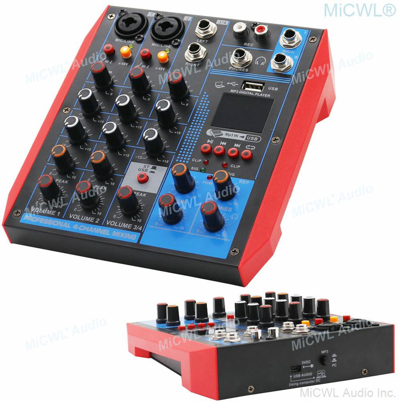 MG6-USB Portable Mixer Computer Live USB Bluetooth Mixing Console Audio Card 4 6 8 Channel Microphones 48V Switch - MiCWL Audio Inc