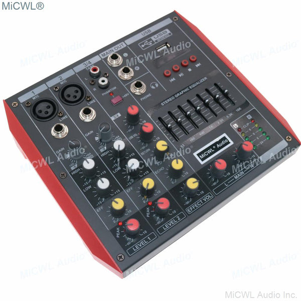 MG4 MiCWL Portable Bluetooth 4 Channel Audio Mixer Sound Mixing Console for Studio Stage Microphone USB 48V EQ