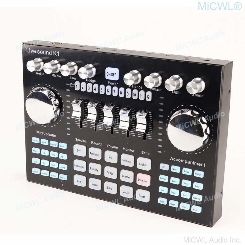 MiCWL Digital Audio Mixer Live Sound Card Mixing Console KMS105 Cardioid Vocal Microphone for Computer Phone Network Live Video