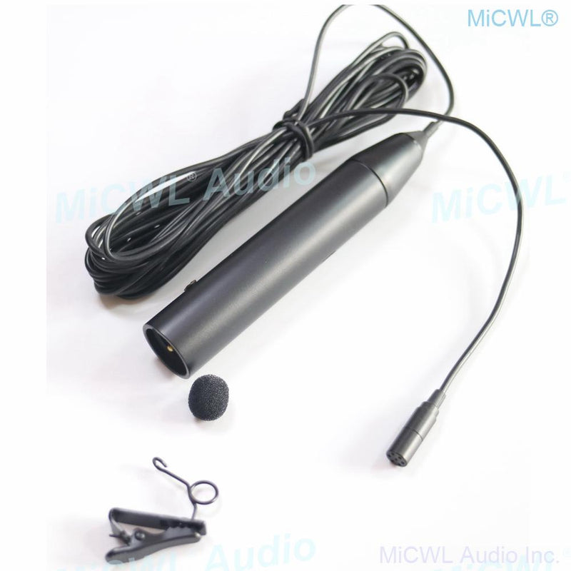 Pro Lavalier Condenser Microphone 48V Phantom Power Clip Mics for Mixer Camera 5m 15m wire