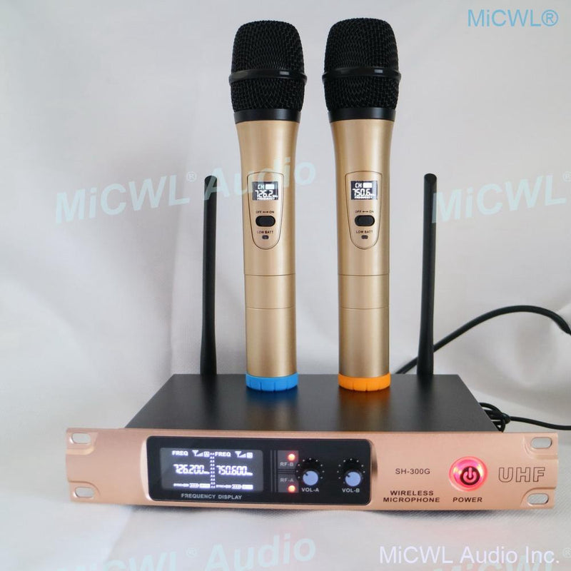 X288 Wireless Microphone System Dual Channel Audio Karaoke Stage Performance Dynamic Handheld Mics - MiCWL Audio Inc