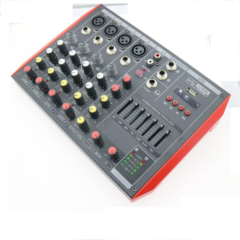 Bluetooth Audio Mixer 6-Input 2-Bus a Stereo 6 Channel Microphones Mixing Console MiCWL MG6