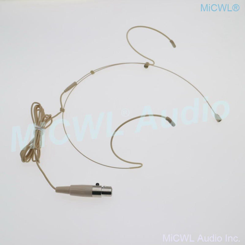 Beige Double ear Headset Audio Microphone For Shure BeltPack XLR mini 4Pin