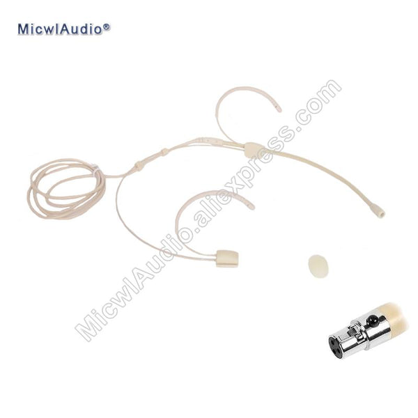 Pro Dual Earhook Headset Microphone Omidirectional Condenser Headworn 3 Pin Connector For AKG Samson Beige Separable