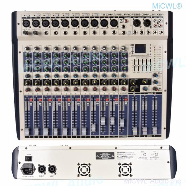 Super Beautiful 12 Channel Bluetooth Mixing Console High Digital 2 Channel 2400W Power Amplifier Mixer Two-in-one function AMP