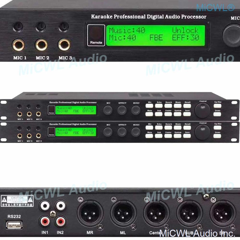 3 Channel Microphone input Karaoke Professional Digital Effects Audio Processor Controller Equipment with USB to PC Software - MiCWL Audio Inc