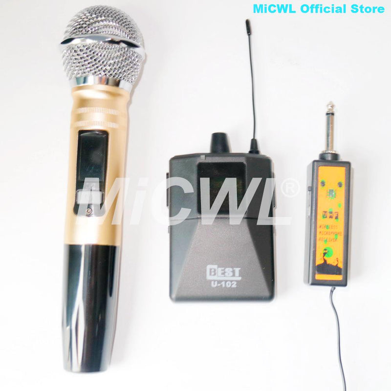 Very Portable 2 Channel Rechargeable Wireless Handheld Lavalier Karaoke Microphone System MiCWL TR2-H