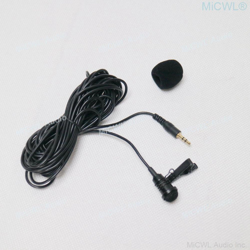 Clip-On Clip Lapel Cardioid Microphone with 3.5mm Stereo Jack Plug 6m Cable for Laptop PC Camera etc