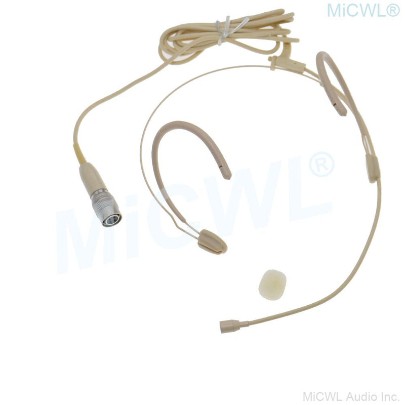 Durable Beige Dual ear Headset Microphone For Audio Technica BeltPack Wireless System Hirose 4Pin plug MiCWL BM28